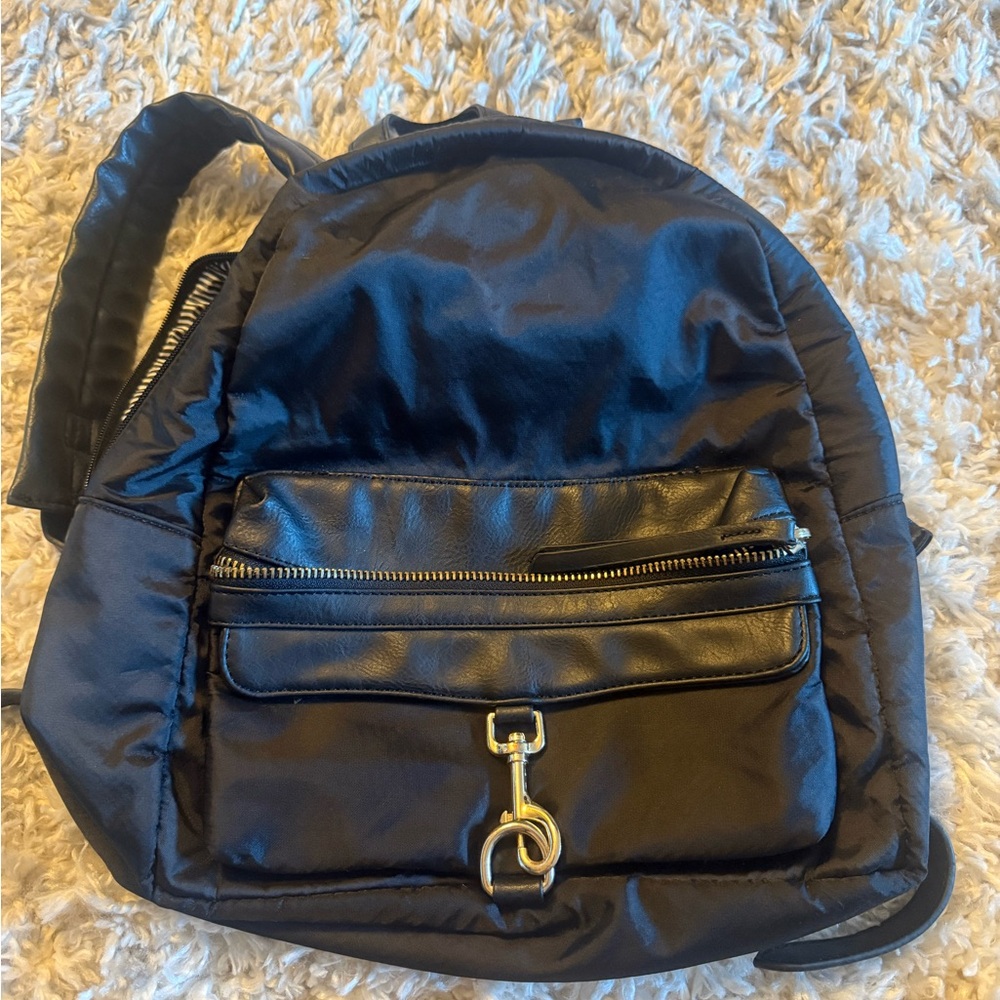 Black Backpack with Silver Hardware